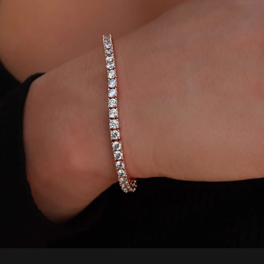 Sterling silver tennis braclet 7” in rose gold